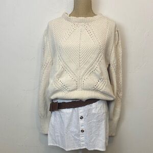 Cynthia Rowley Detailed Cream Knit Super Soft Sweater NWT